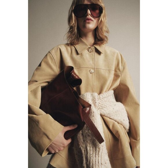 ZARA SUEDE LEATHER JACKET ZW COLLECTION LIMITED EDITION - Picture 1 of 7